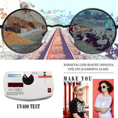 KANASTAL Hippie Round Polarized Sunglasses for Women Men, Small Circle Sun Glasses Classic Vintage Retro Shades Metal Frame UV400 Protection
