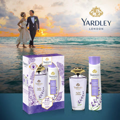 YARDLEY English Lavender Perfumed Gift Set, Floral Aromatic Freshness, Relaxing And Calming Scent, Eau De Toilette 125 ml + Body Spray 150 ml