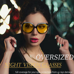Joopin Polarized Sunglasses for Women, Ladies Big Frame Polarized Eyewear UV400 Protection Driving Fishing - Black Night Vision