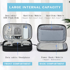 FYY Travel Cable Organizer Bag Electronic Accessories Portable Waterproof Carrying Bag Double Layers All-in-One Storage Bag for Cord, Charger, Phone and Earphone - Black
