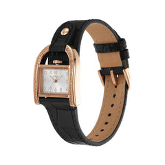 Fossil Women's Harwell Quartz Stainless Steel and Leather Three-Hand Watch, Color: Rose Gold, Black (Model: ES5263)