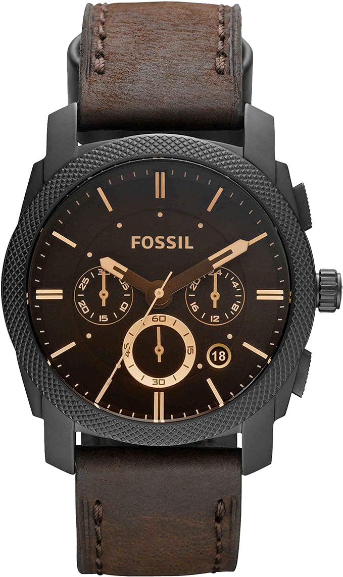 Fossil Machine Men's Watch with Stainless Steel or Leather Band, Chronograph or Analog Watch Display  brown ,black