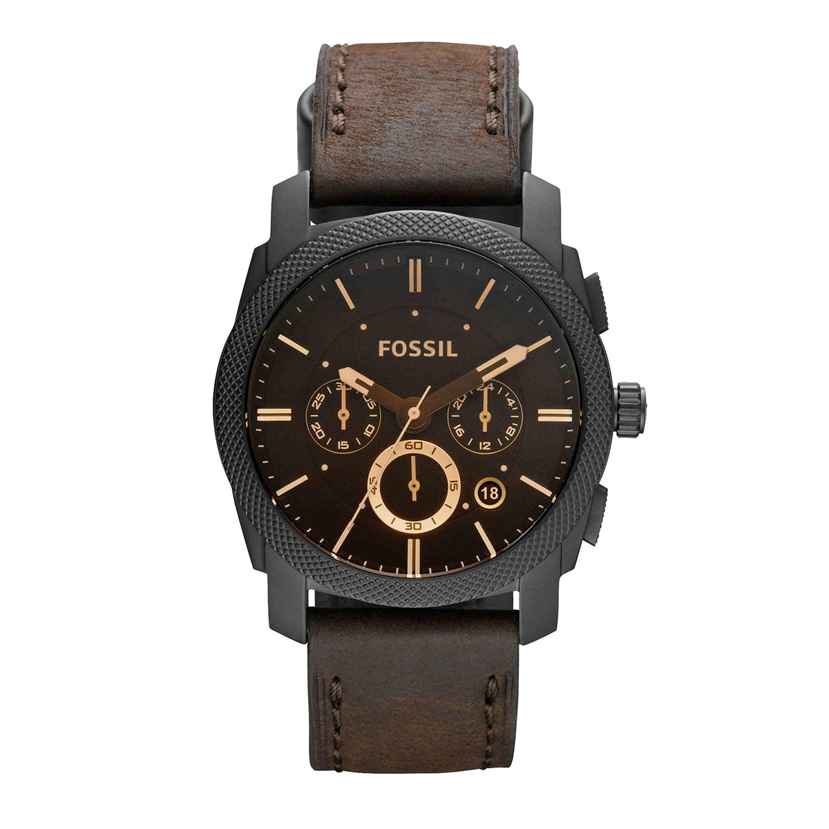 Fossil Machine Men's Watch with Stainless Steel or Leather Band, Chronograph or Analog Watch Display Brown