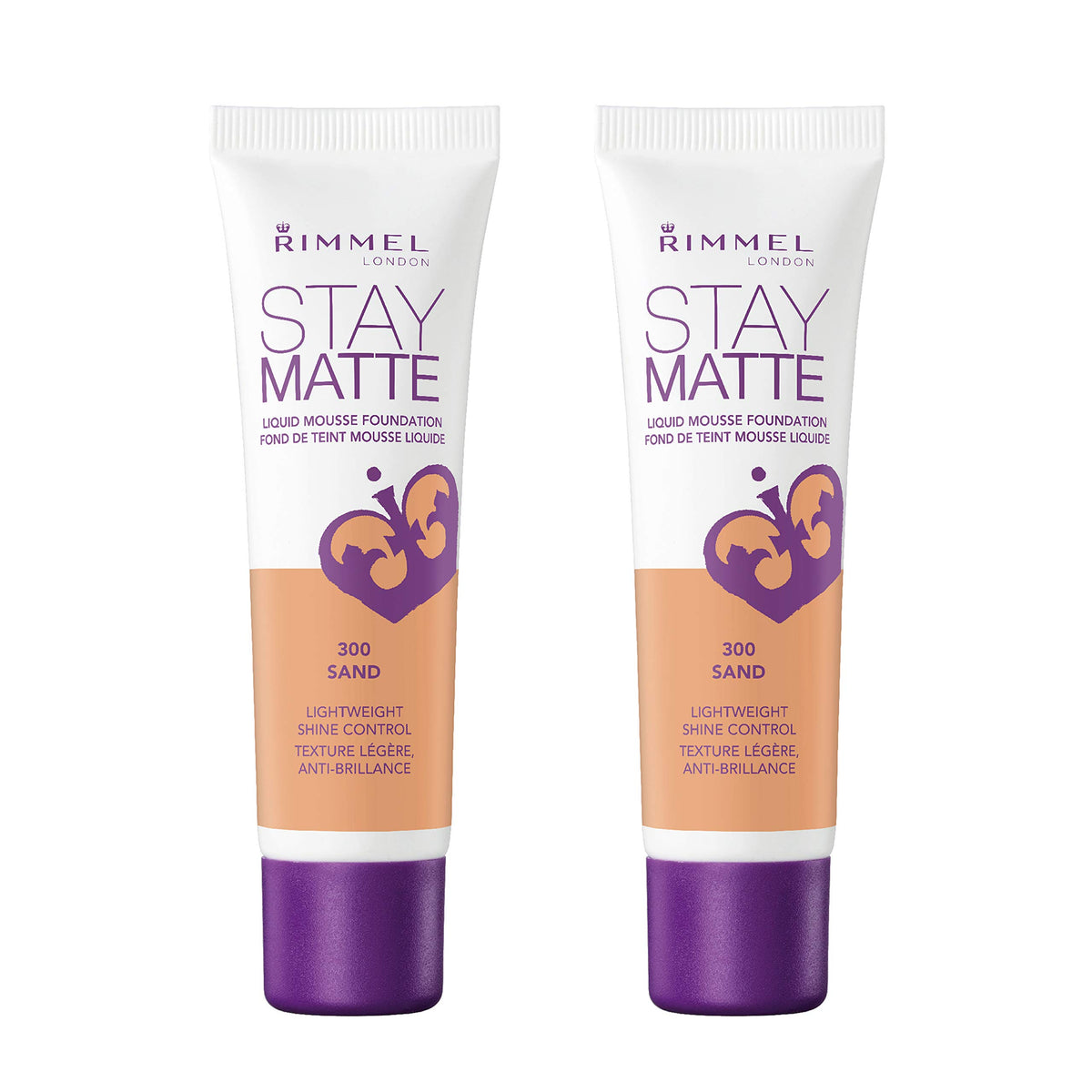 2 x Rimmel London Stay Matte Liquid Mousse Foundation 30ml - 300 Sand