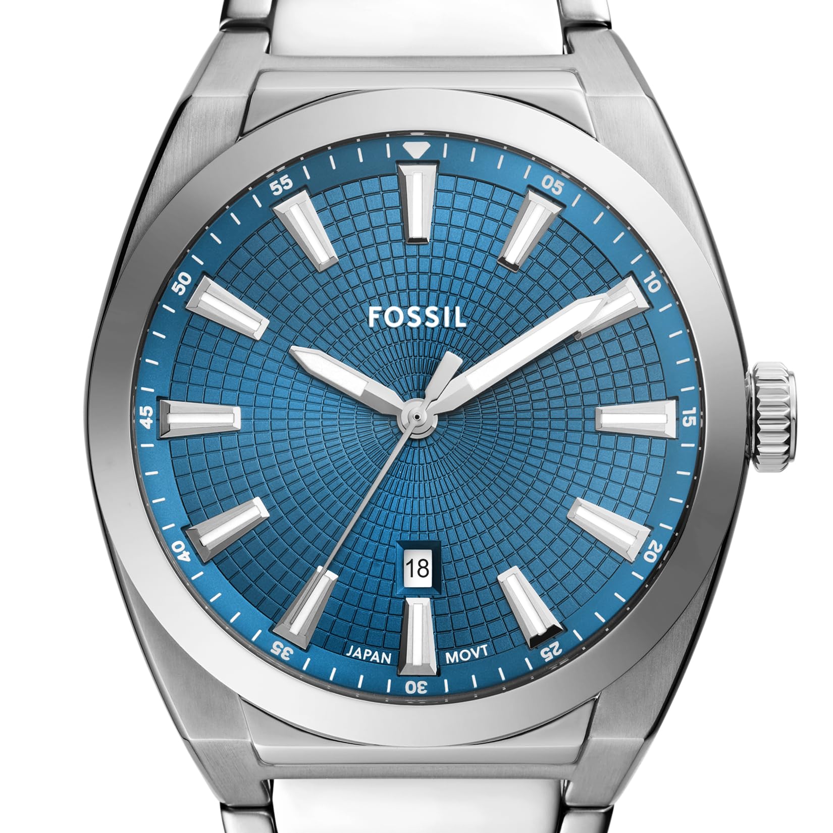 Fossil Men's Everett Quartz Stainless Steel Three-Hand Watch, Color: Silver/Pacific Blue (Model: FS6054)