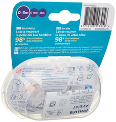 Philips Avent Ultra Air Dummies - Pack of 2, BPA-Free, Breathable Dummy for Babies from 0-6 Months, Includes Transport and Sterilisation Box, Green/Brown (Model SCF085/15)