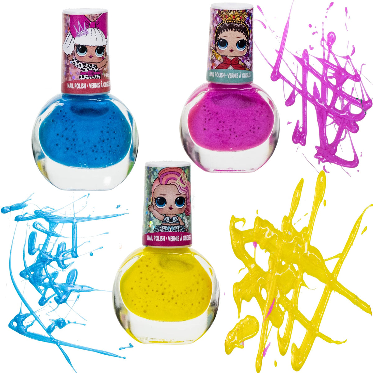 LOL Surprise Girl Peel-Off Nail Polish Activity Set for Girls, Non-Toxic Nail Polish Set For Ages 5+ with 15 Nail Polish Colors, Toe Spacers and Nail Stickers, Perfect for Parties & Makeovers