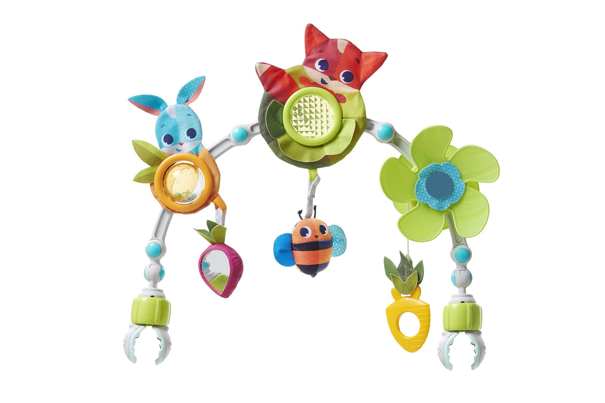 Tiny Love Sunny Stroll Activity Arch with Rattle Toys, 0 Month +, Adjustable Clips Fit Most Strollers, Meadow Days