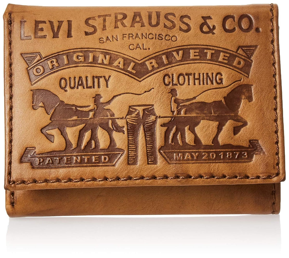 Levi's Men's RFID Trifold Wallet - Sleek and Slim Includes ID Window and Credit Card Holder - Cognac
