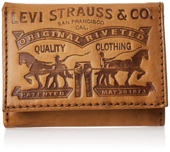 Levi's Men's RFID Trifold Wallet - Sleek and Slim Includes ID Window and Credit Card Holder - Cognac
