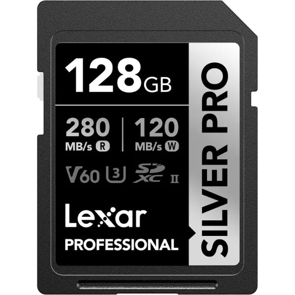 Lexar Professional Silver PRO 128GB SDXC UHS-II Memory Card – Up to 280MB/s Read, V60 (LSDSIPR128G-BNNNU)
