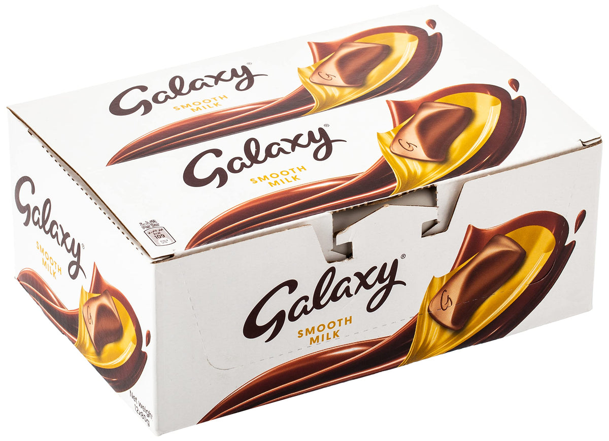 Galaxy Smooth Milk Chocolate Bar, Silk, Smooth and Deliciously creamy - 80G (Pack of 12)