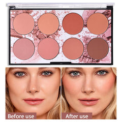 COOSA Blush Palette, Makeup 8 Color Contour and Highlight Blush Palette Matte Blush Powder Bright Shimmer Face Cosmetics Blusher Light Face Blush Palette with Blush Brush
