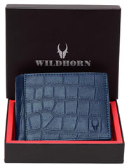 WildHorn Men Leather Wallet for Men Men's Wallet - BLUE CROCO