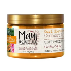 Maui Moisture Curl Quench + Coconut Oil Ultra Hold Gel, for Curly Hair Styling, Vegan, No Drying Alcohols, Paraben Free, Silicone Free, 12 Ounce
