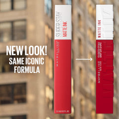 Maybelline Super Stay Matte Ink Liquid Lipstick Makeup, Long Lasting High Impact Color, Up to 16H Wear, Exhilarator, Ruby Red, 1 Count