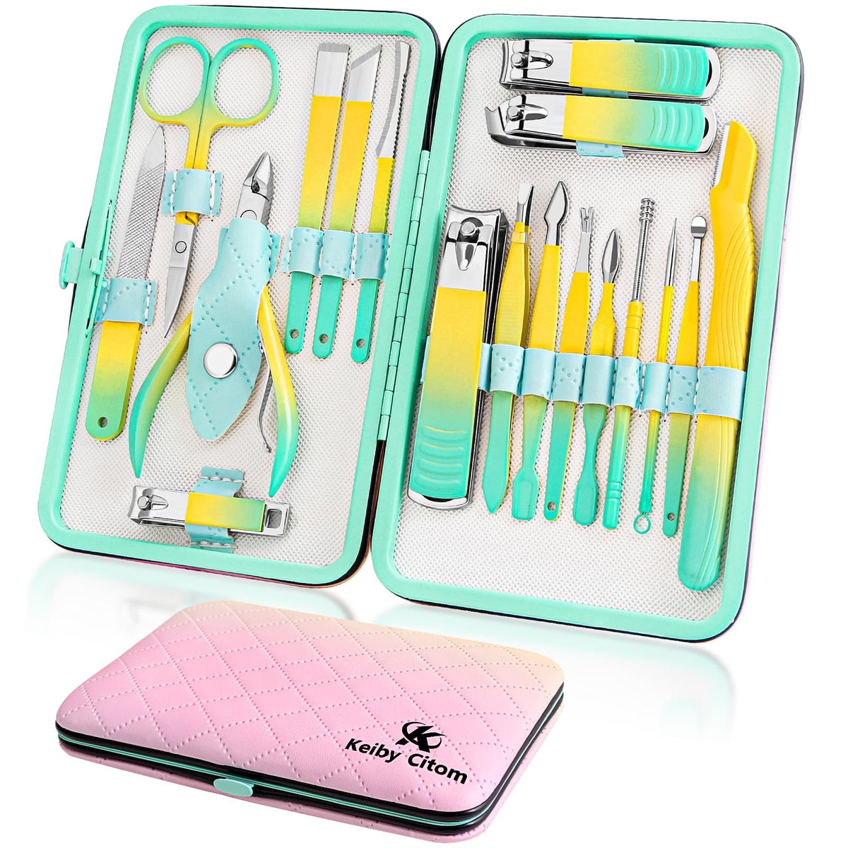 NALACAL Manicure Set Nail Clipper Kit - 18Pcs Professional Pedicure Care Tools Stainless Steel Women Mens Grooming Kit for Travel (Color)