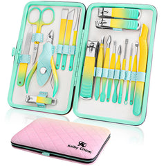 NALACAL Manicure Set Nail Clipper Kit - 18Pcs Professional Pedicure Care Tools Stainless Steel Women Mens Grooming Kit for Travel (Color)