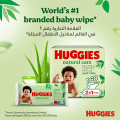 Huggies Natural Baby Wipes, Aloe Vera Wipes, 12 Pack x 56 Wipes (672 Wipes)
