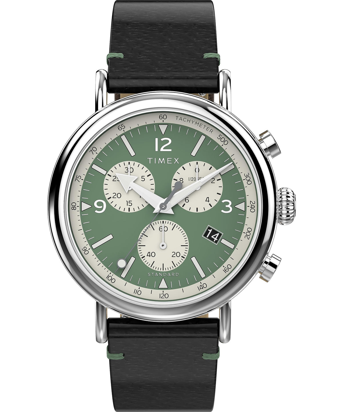 Timex Waterbury Standard Men's Chronograph Watch with Leather Strap - Green