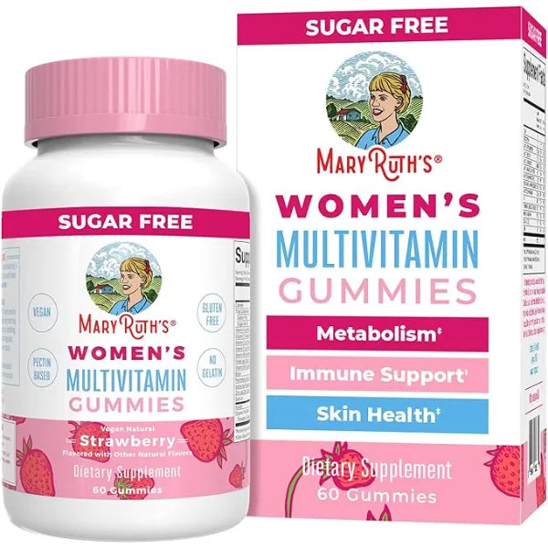 MARYRUTH'S Organics Women's Immune Support Multivitamin Gummies | Ages 14+ | Skin Health | Gummy Vitamins for Women | Sugar-Free | Vegan | Non-GMO | 60 Count | Sugar Free, Vegan, 60 Count