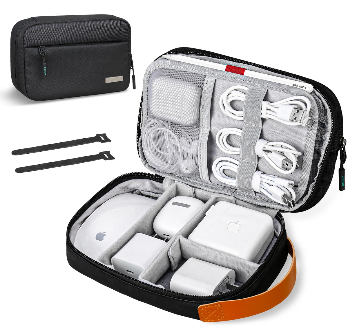 Lacdo Electronic Organizer Travel Cable Organizer Bag Pouch Tech Electronic Accessories Carry Case Portable for Cords, Cables, Chargers, Power Adapter, Phone, Power Bank, Flash drives, SD Card, Black