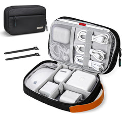 Lacdo Electronic Organizer Travel Cable Organizer Bag Pouch Tech Electronic Accessories Carry Case Portable for Cords, Cables, Chargers, Power Adapter, Phone, Power Bank, Flash drives, SD Card, Black