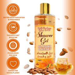 ECOLYTE+ Disinfectant La Parisienne Premium Luxury Shower Gel, Women Men with Vitamin E, Moisturizing, Soft & Silky Skin, Germ Protection, 12h Complete Odour Protection, (Almond & Honey, 500 ml)