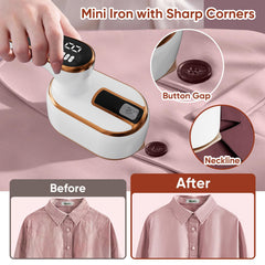 KASTWAVE Travel Steamer for Clothes, Portable Handheld Steam Garment Steamer Foldable, LED Display & 4 Level Steam, Mini Small Handheld Iron, Effortless Wrinkle Clothes, for Home & Travel (White)