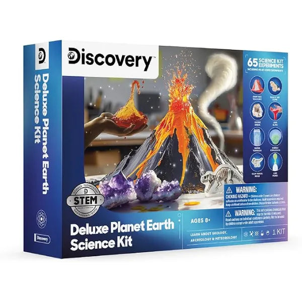 Discovery Planet Earth Science Kit 65 Experiment STEM Lab for Kids Includes DIY Volcano, Tornado, Fossils, Crystals, & Slime Geology, Chemistry & Archeology Learning Toy Educational Gift Ages 8+