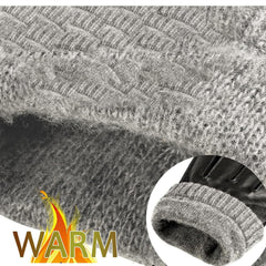 THE WHITE SHOP Winter Warm Genuine Leather Gloves, Cashmere Lined Driving Motorcycle Gloves for Men