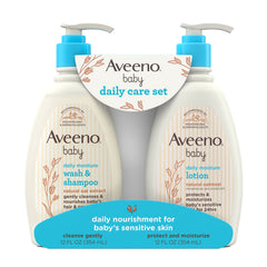 AVEENO BABY Gentle Moisturizing Daily Care Set, Natural Oat Extract, Natural Colloidal Oatmeal, 2 Items