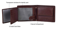 URBAN FOREST James Leather Wallet Combo for Men - Classic Medium Brown Men's Leather Wallet, Keyring & Pen Combo Gift Set for Men