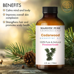 MAJESTIC PURE CEDARWOOD Essential Oil | 118 ml | 100% Pure and Natural | Premium Grade Essential Oils for Hair Care, Home Diffusers, Skin, Aromatherapy, Massage and Humidifiers - Cedarwood