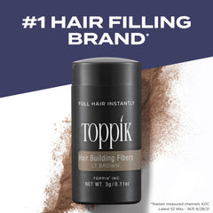 Toppik Hair Building Fibers with Premium Keratin Fibers Conceals Hair Thinning and Hair Loss for Fuller Looking Hair that Gives Completely Natural Look For Men and Women Light Brown, 27.5 Grams