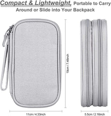ELECDON Small Electronic Organizer Cable Bag, Travel Portable Electronic Accessories Storage Bag Soft Carrying Case Pouch for Hard Drive, Cord, Charger, Earphone, USB, SD Card (Light Grey)