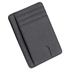 Stazh Slim Wallet - Minimalist Front Pocket RFID Blocking Leather Wallets for Men & Women - Grain Black