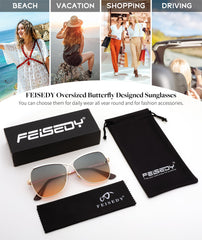 FEISEDY Womens Pilot Sunglasses Oversized Butterfly X Shape Design Cateye Cute Lady Sunglasses B2738