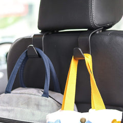 Sulfar Universal Vehicle Car Backseat Headrest Hanger Storage Organizer, Black Car Back Seat Headrest Hooks, Car Seat Accessory For Handbags, Purses, Coats, And Grocery Bags, Bottle Holder 4-Pack