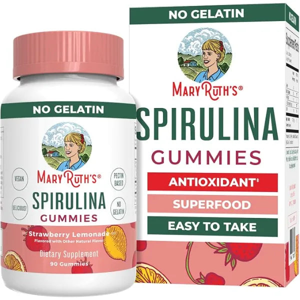 MARYRUTH'S Spirulina Gummies Made with Organic Spirulina, 90 Count, Vegan | Made with Organic Spirulina, Superfood, Antioxidant, Vegan, Non-GMO