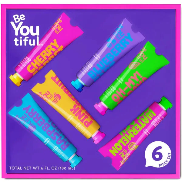 BeYoutiful Hand Lotion Set for Teens, 6 Fruity Travel Size Creams for Sleepovers, BFF Parties, Girls Gifts, Vegan Dry Skin Moisturizer with Shea Butter