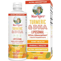 MARYRUTH'S Turmeric & DHA Liposomal Liquid, Ultra Absorption, 15.22 oz | Enhanced Absorption, Turmeric Curcumin Supplement 520mg, Joint Health & Cognitive Health, Ginger Root Oil, Omega-3 DHA