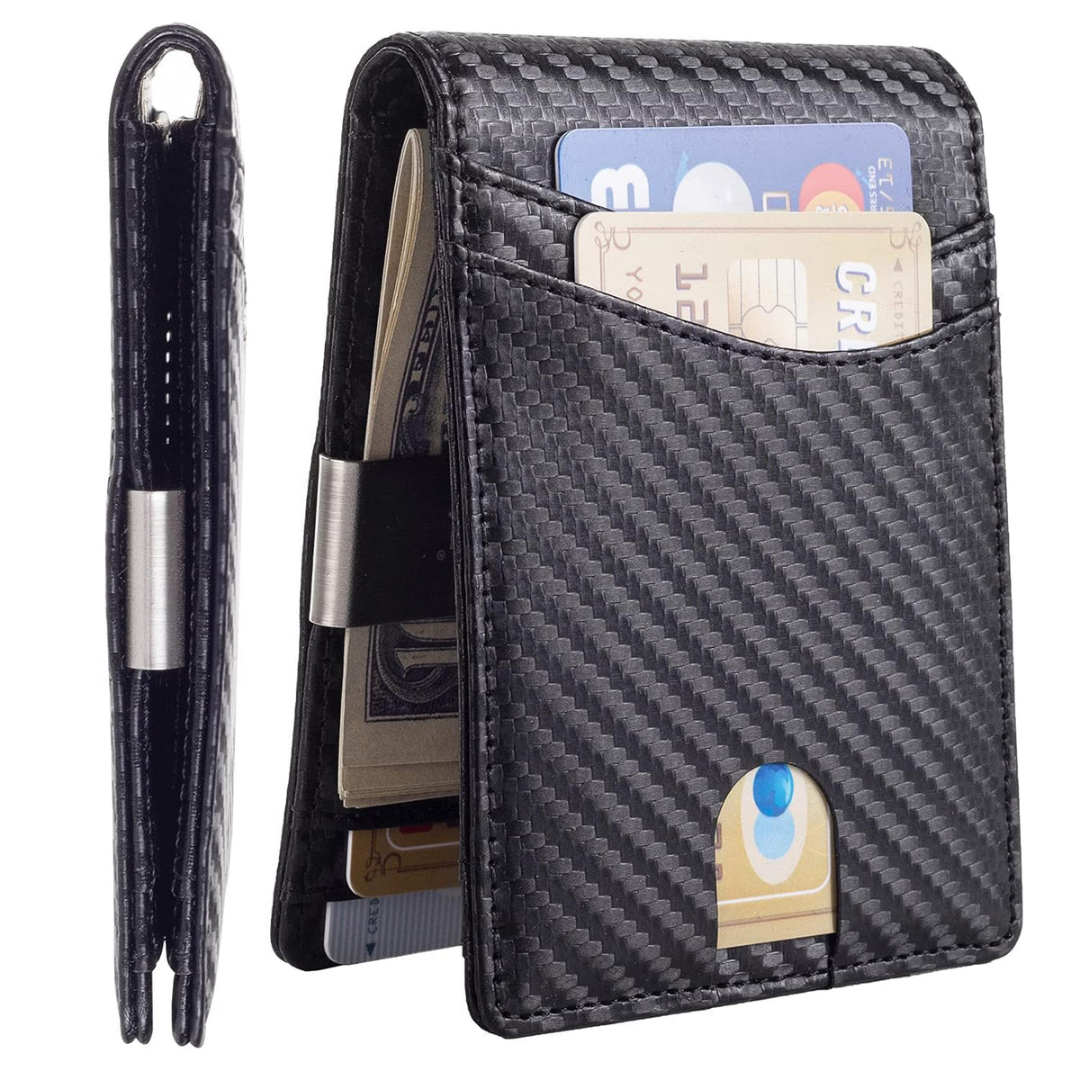 Anheyu Wallet for Men,Mens Minimalist Wallet 1-12 Cards Big Cash Slot,Pop Up Case, Credit Card Slot - Slim Aluminum Wallet with RFID Blocking, Leather Wallet Front Pocket with ID Window