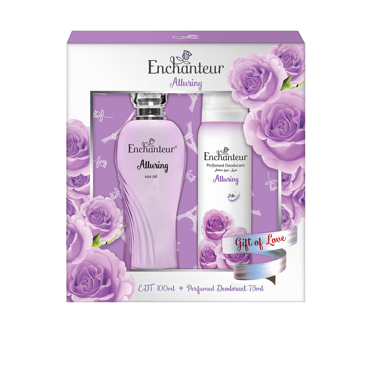 Enchanteur EDT & Perfumed Deodorant Giftpack- Alluring, Gift Of Love, 175 ml