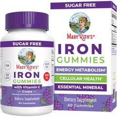 MARYRUTH'S Iron Gummies for 14+ with Vitamin C for Absorption | Sugar Free | Gummy Iron Supplement + VIT C | Energy Metabolism | Cellular Health | Immune Support | Vegan | Non-GMO | 60 Count | Sugar Free, Vegan, Cellular Health