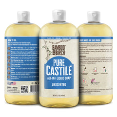 Pure Castile Soap Liquid Organic, Certified Palm Oil Free Natural Soap, Unscented, 32 oz