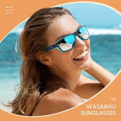 WASAIKKU Polarized Sunglasses for Men Women Classic Fashion Sunglasses Baseball Cycling Driving Fishing Golf Mens Sunglasses with UV Protectio - Black Frame With Blue Lens