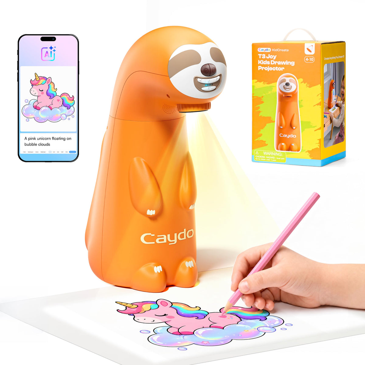 Caydo T3 Joy AI Drawing Projector, Christmas Gift for Kids Ages 4+