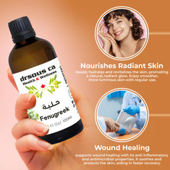 Drsous Ca Organic Fenugreek Oil 100ml | 100% Pure Cold Pressed Therapeutic Grade Extra Virgin Oil for Hips and Bums, Hair care, Anti Dandruff, Dry Skin Moisturizer | Made in Palestine
