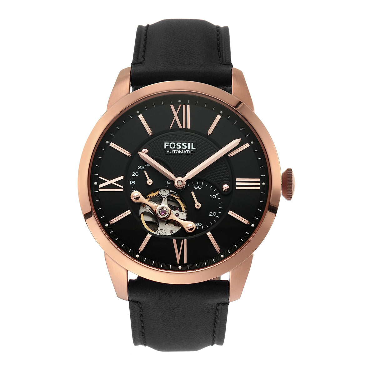 Fossil Men's Townsman Stainless Steel Mechanical Automatic Watch - Rose Gold, Black